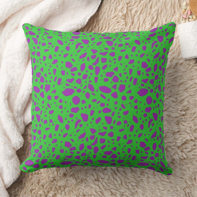 Modern & Abstract Lime Green and Purple Decorative Throw Pillow (Blanket)