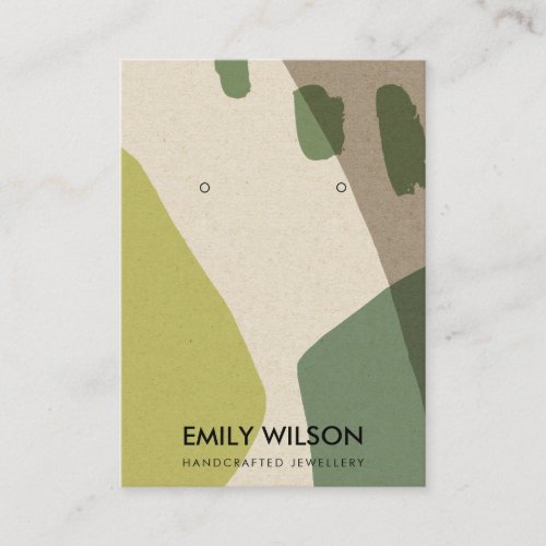 MODERN ABSTRACT LIME GREEN ART EARRING DISPLAY BUSINESS CARD