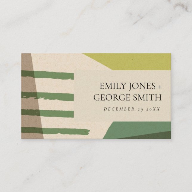 MODERN ABSTRACT LIME GREEN ART WEDDING WEDSITE BUSINESS CARD (Front)