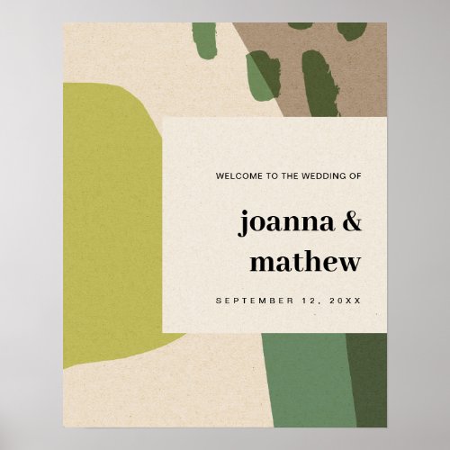 MODERN ABSTRACT LIME GREEN ART WELCOME WEDDING POSTER