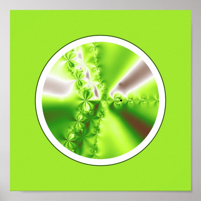 Modern Abstract Lime Green Fractal Poster (Front)