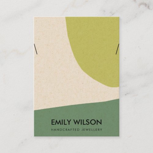 MODERN ABSTRACT LIME GREEN KR ART NECKLACE DISPLAY BUSINESS CARD