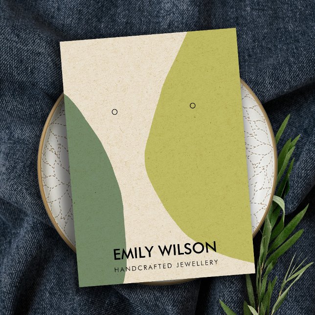 MODERN ABSTRACT LIME GREEN KRA ART EARRING DISPLAY BUSINESS CARD (Creator Uploaded)