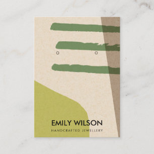 MODERN ABSTRACT LIME GREEN KRA ART EARRING DISPLAY BUSINESS CARD