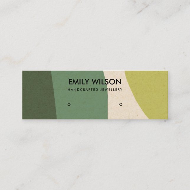 MODERN ABSTRACT LIME GREEN KRAFT ART STUD DISPLAY MINI BUSINESS CARD (Front)
