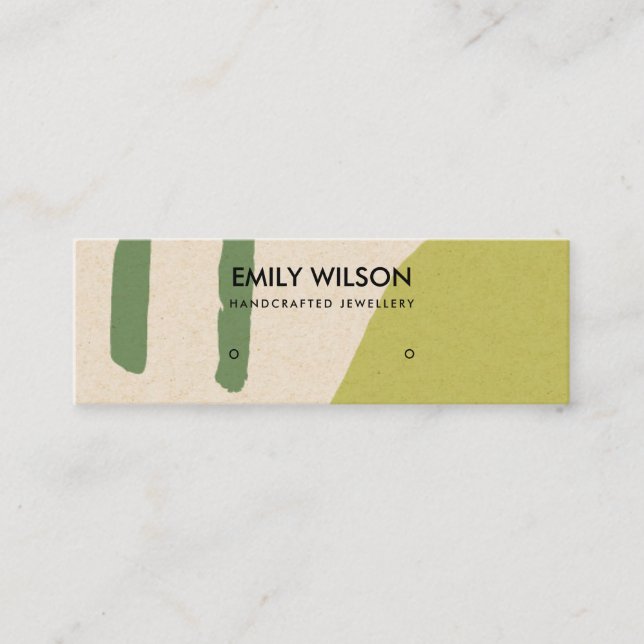 MODERN ABSTRACT LIME GREEN KRAFT ART STUD DISPLAY MINI BUSINESS CARD (Front)