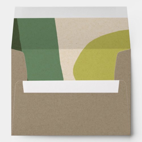 MODERN ABSTRACT LIME GREEN KRAFT ARTISTIC ADDRESS ENVELOPE