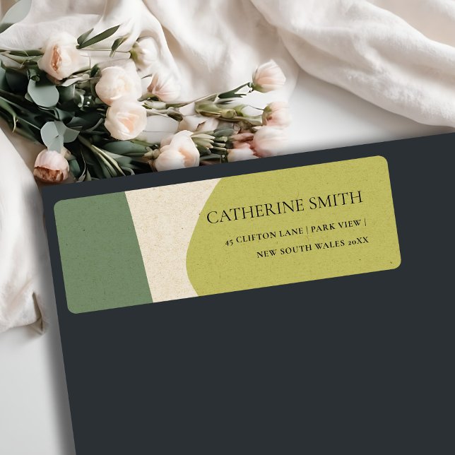 MODERN ABSTRACT LIME GREEN KRAFT ARTISTIC ADDRESS LABEL (Creator Uploaded)