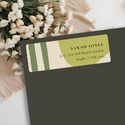 MODERN ABSTRACT LIME GREEN KRAFT ARTISTIC ADDRESS LABEL