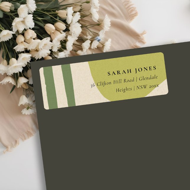 MODERN ABSTRACT LIME GREEN KRAFT ARTISTIC ADDRESS LABEL (Creator Uploaded)