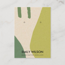 MODERN ABSTRACT LIME GREEN KRAFT EARRING DISPLAY BUSINESS CARD