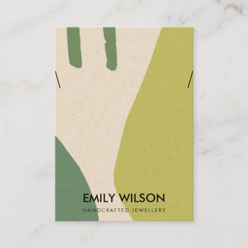 MODERN ABSTRACT LIME GREEN KRAFT NECKLACE DISPLAY BUSINESS CARD