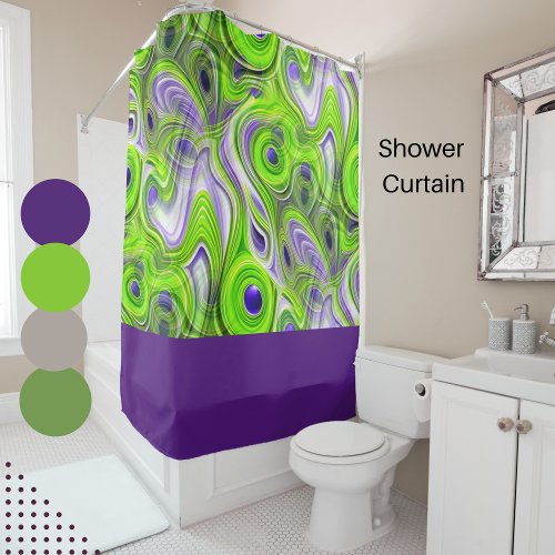 Modern Abstract Lime Green Purple and Yellow  Shower Curtain