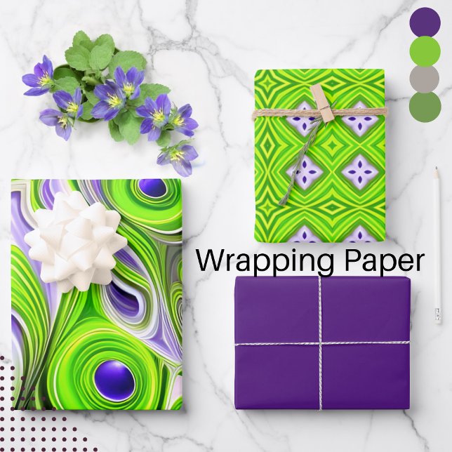 Modern Abstract Lime Green, White and Yellow  Wrapping Paper Sheets (Creator Uploaded)