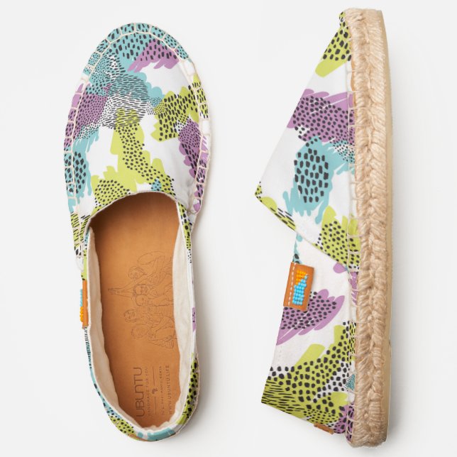 Modern Abstract Lime Purple Blue Pattern Espadrilles (Side)