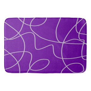 Modern Abstract Line Art in Purple Bath Mat