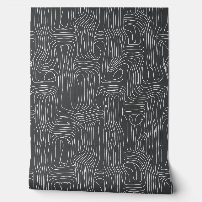 Modern Abstract Line Art Pattern Wallpaper (Unrolling)
