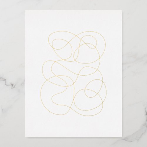 Modern Abstract Line Drawing Gold Foil Postcard