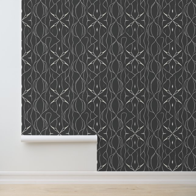 Modern Abstract Line Pattern in Gray Wallpaper (Application)