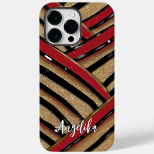 Modern Abstract Line Red Black Custom Minimalist Case-Mate iPhone 14 Pro Max Case