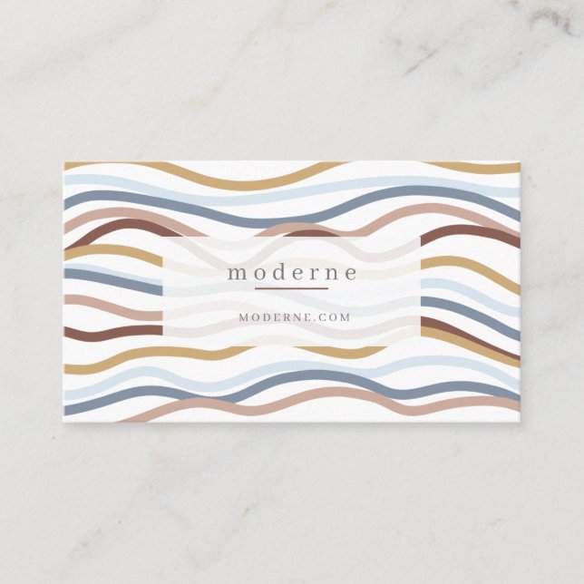 Modern Abstract Line Wave Pattern Design White Business Card (Front)