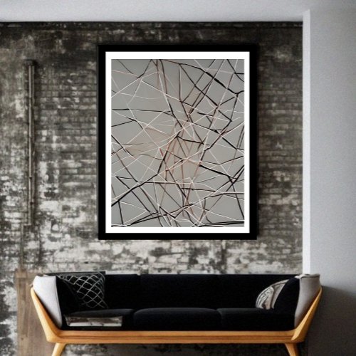 Modern Abstract Lineal gold black gray  Poster