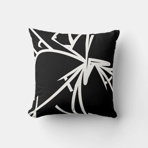 Modern Abstract Linear Black White Throw Pillow