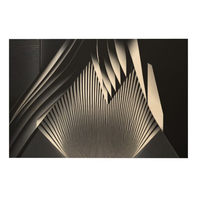 Modern Abstract Lines 3D Architecture Wood Wall Art (Front)