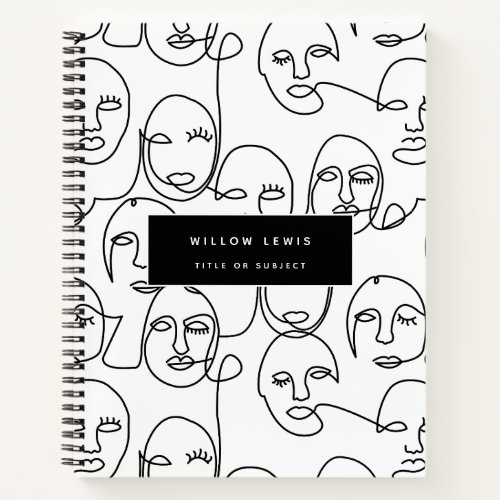 Modern Abstract Lines Faces Continuous Line Art Notebook