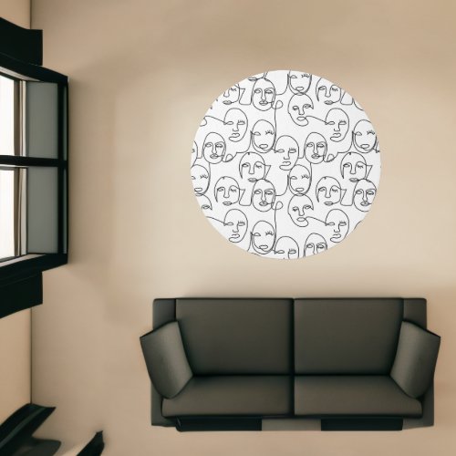 Modern Abstract Lines Faces Continuous Line Art Rug