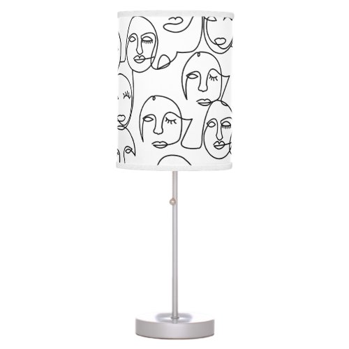 Modern Abstract Lines Faces Continuous Line Art Table Lamp