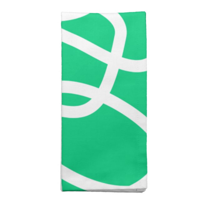 Modern Abstract Lines Green White Cute Whimsical Cloth Napkin (Folded)