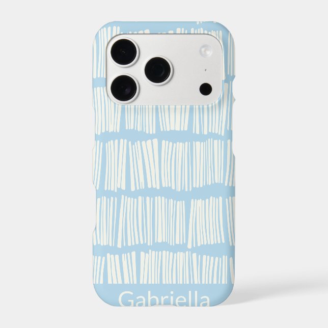Modern Abstract Lines Pattern in Blue Personalized Iphone Case (Back)
