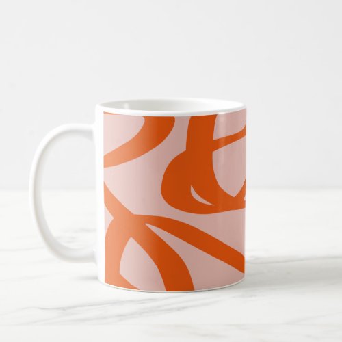 Modern Abstract Lines Peach And Burnt Orange Coffee Mug