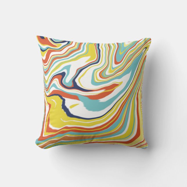 Modern Abstract Liquid Art Marble Effect Throw Pillow (Front)
