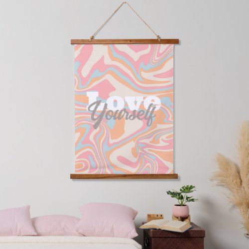 Modern abstract Liquid swirl Peach Fuzz Hanging Tapestry