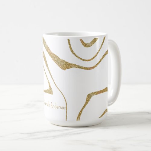 Modern abstract Liquid swirl White Gold Coffee Mug