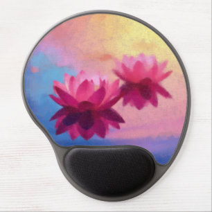 Modern Abstract Lotus Flowers Gel Mouse Pad