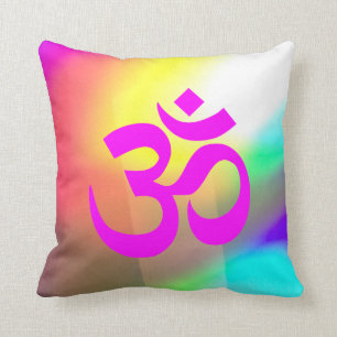 Modern Abstract Magenta Om Symbol Throw Pillow