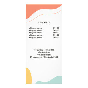 Modern Abstract Makeup Artist Price List & color Rack Card