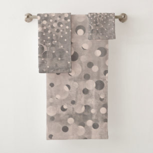 Modern Abstract Mallow Gray Polka Dots patterned Bath Towel Set