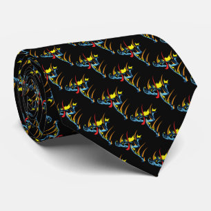 Modern Abstract Man Running Fast Colorful Fire Neck Tie