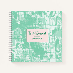 Modern Abstract Map Green Pattern Travel Journal