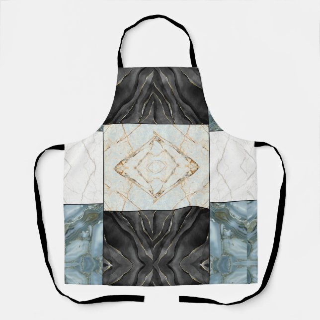 Modern Abstract Marble Agate Geometric Block Apron (Front)