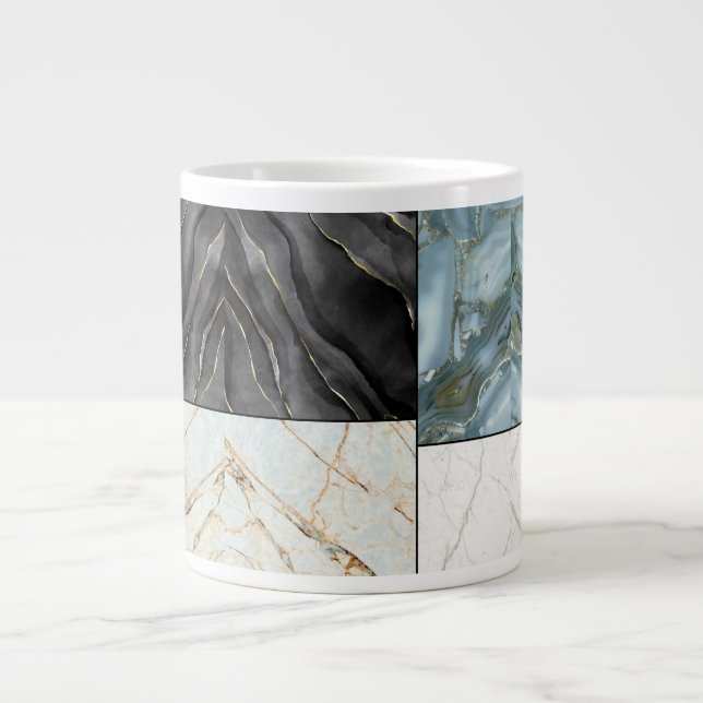 Modern Abstract Marble Agate Geometric Block Giant Coffee Mug (Front)
