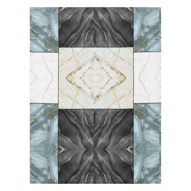 Modern Abstract Marble Agate Geometric Block Tablecloth (Front)