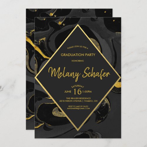 Modern Abstract Marble Graduation Invitation