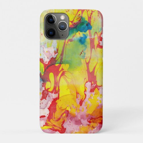 Modern Abstract Marble Look Pink Red Yellow Blue iPhone 11 Pro Case