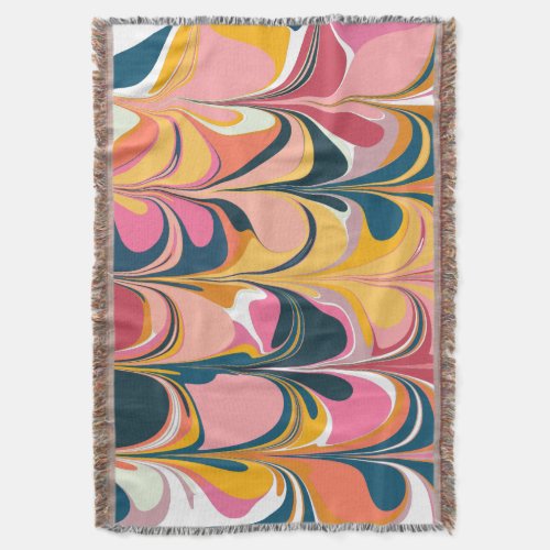 Modern Abstract Marble Swirl in Pink and Yellow Throw Blanket