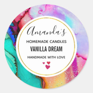 Modern Abstract Marble Watercolor Business Classic Round Sticker